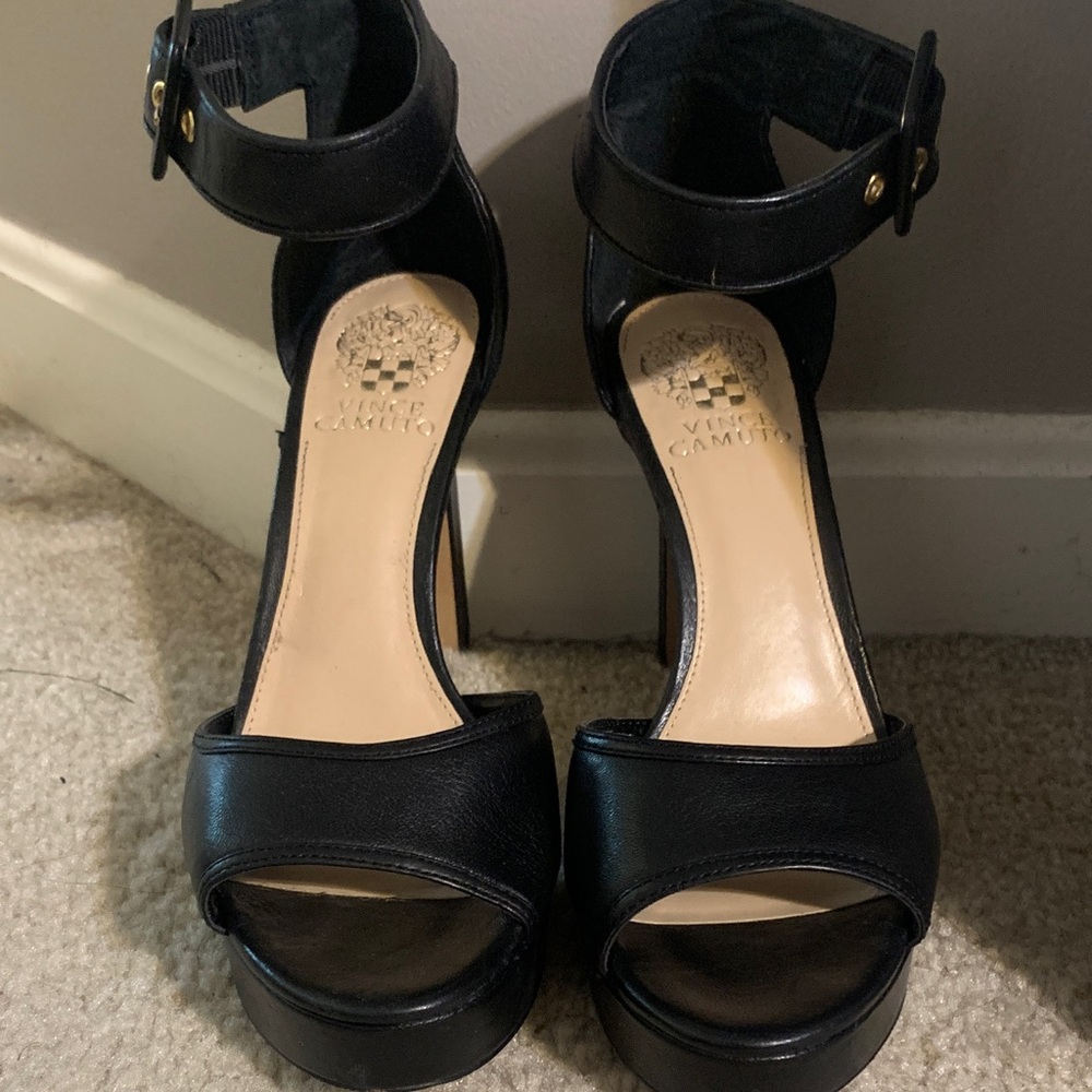 Vince Camuto Black Ankle Strap Heels